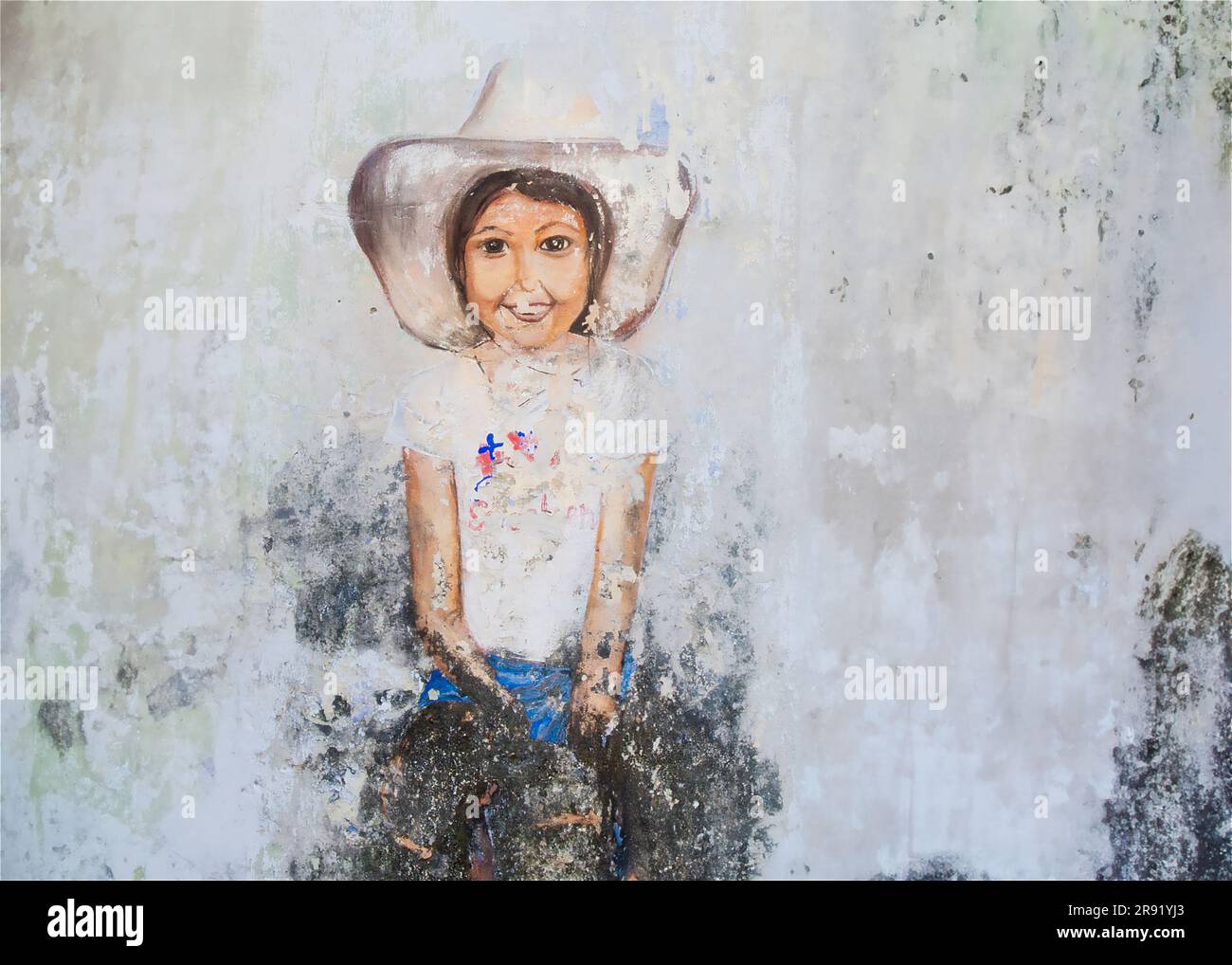 February 24 2023- George Town -Penang-Malaysia One of the famous murals on the walls of the old town of George Town in Malaysia by Ernest Zacharevic – Stock Photo