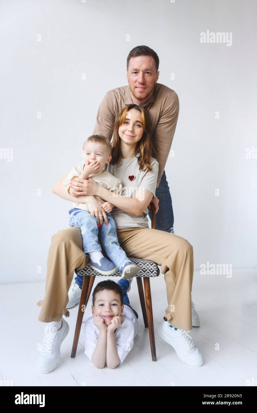 Family mother father two sons hi-res stock photography and images - Alamy