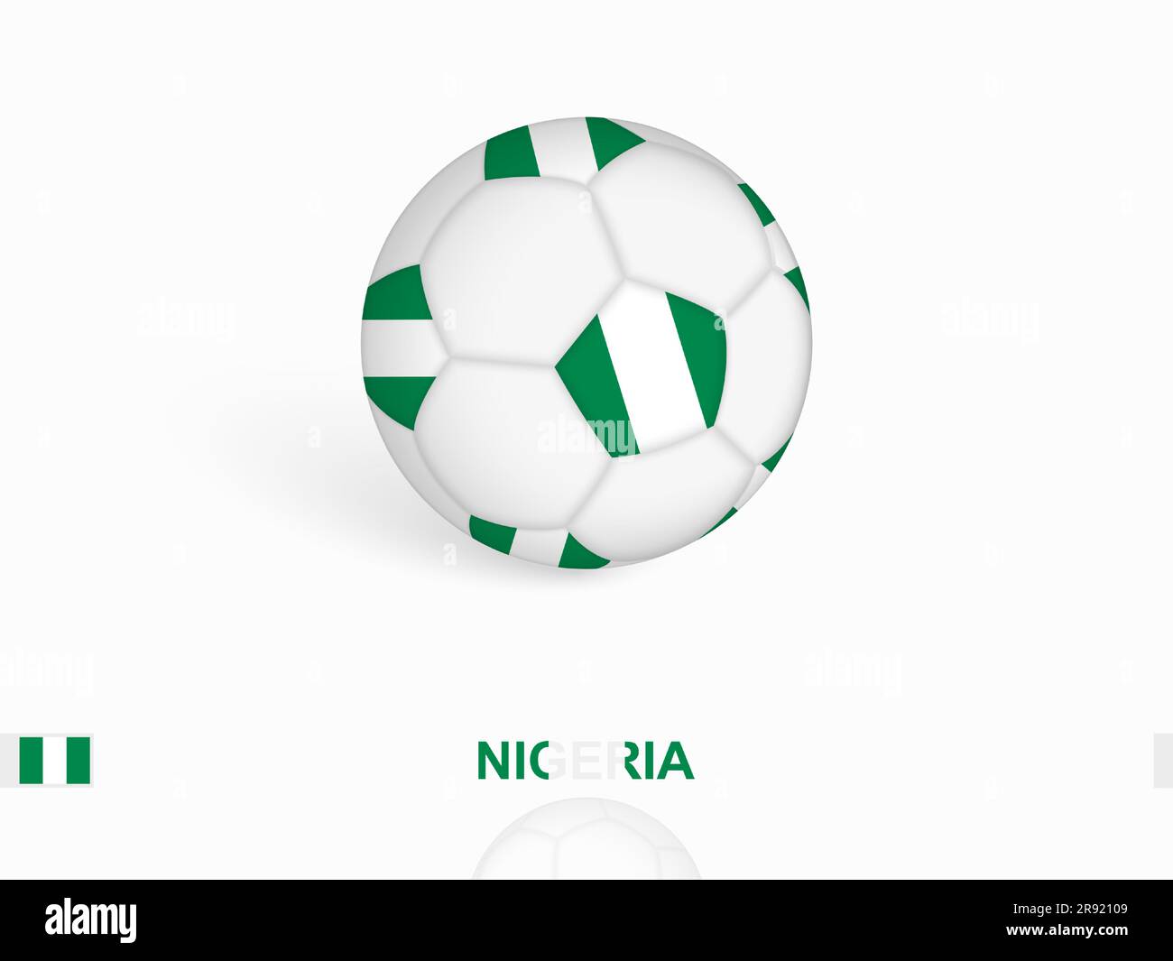 Soccer ball with the Nigeria flag, football sport equipment. Vector