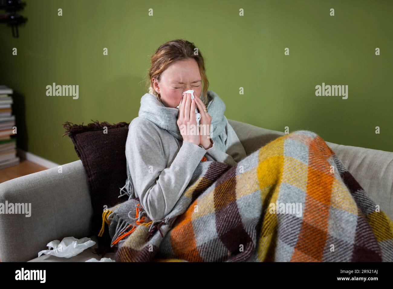 Sick young woman wrapped hi-res stock photography and images - Alamy