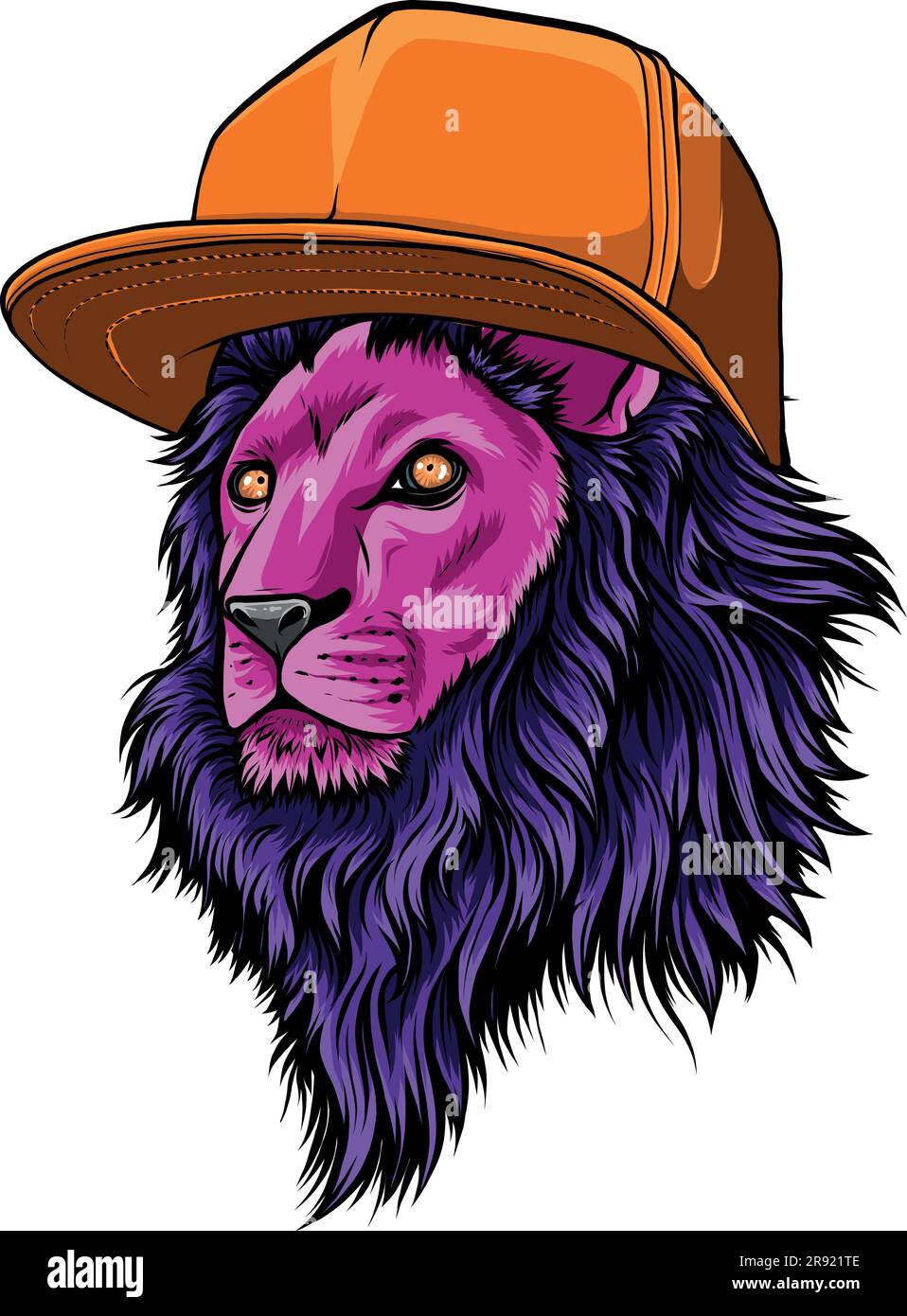 lion head with hat vector illustration design on white background Stock ...