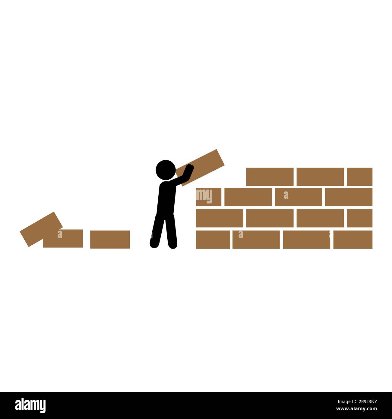 Silhouette of a person building a brick wall Stock Vector Image & Art