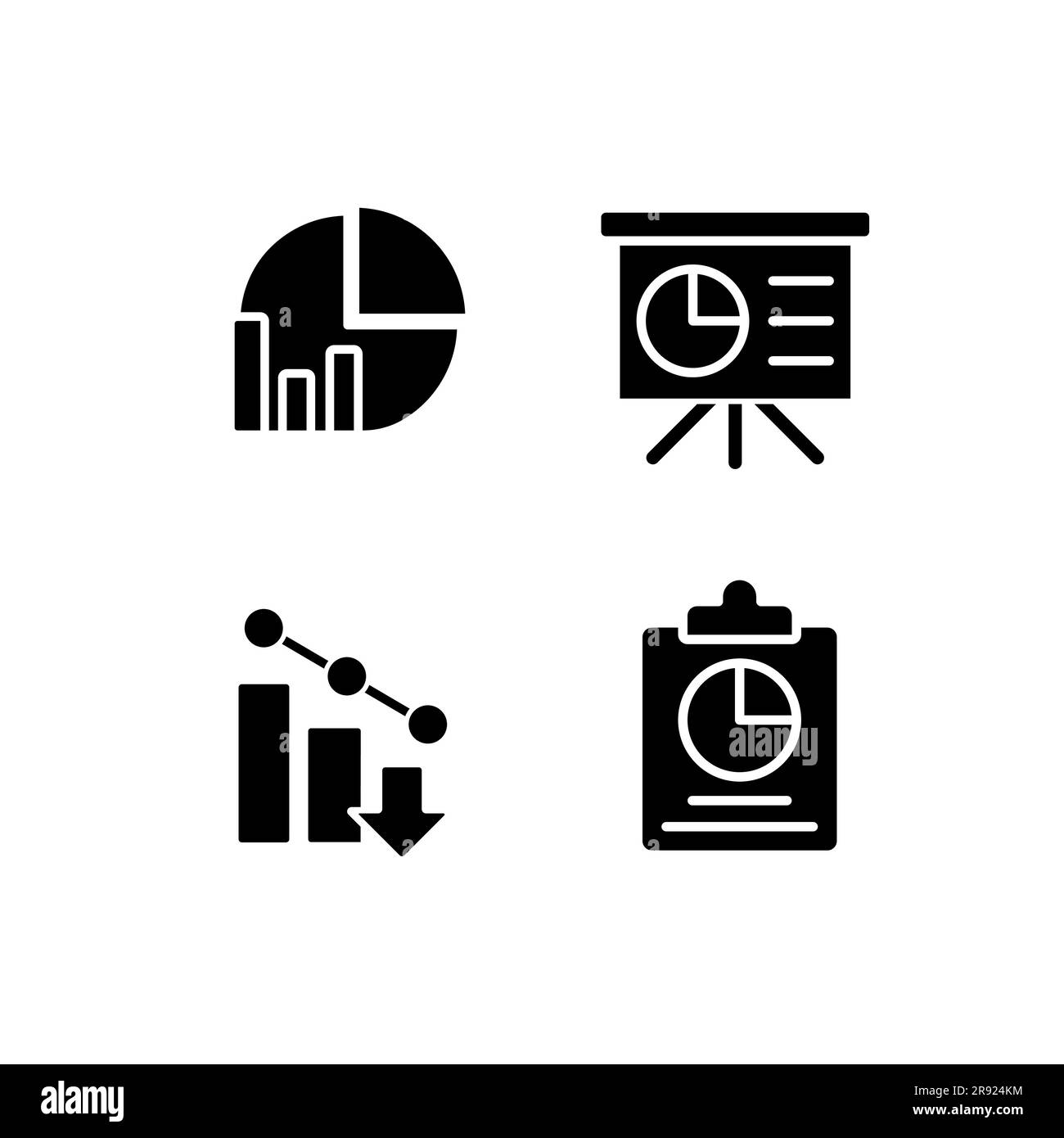 Business analytics black glyph icons set on white space Stock Vector ...