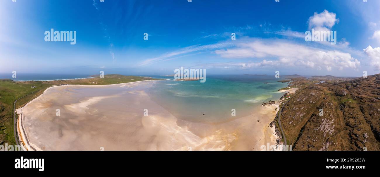 UK, Scotland, Aerial panorama of Traigh Mhor beach Stock Photo