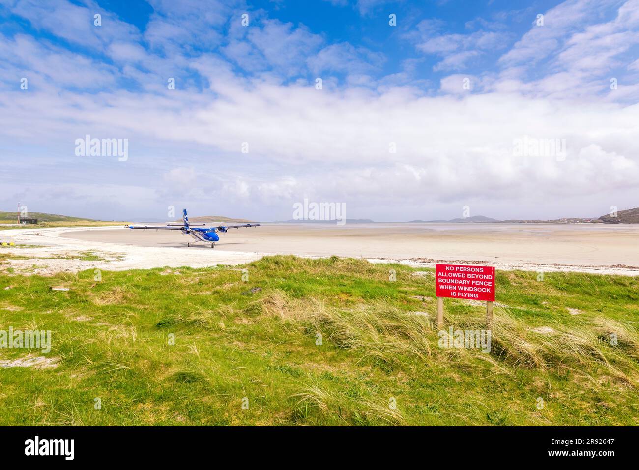 UK, Scotland, Airplane on Traigh Mhor beach Stock Photo