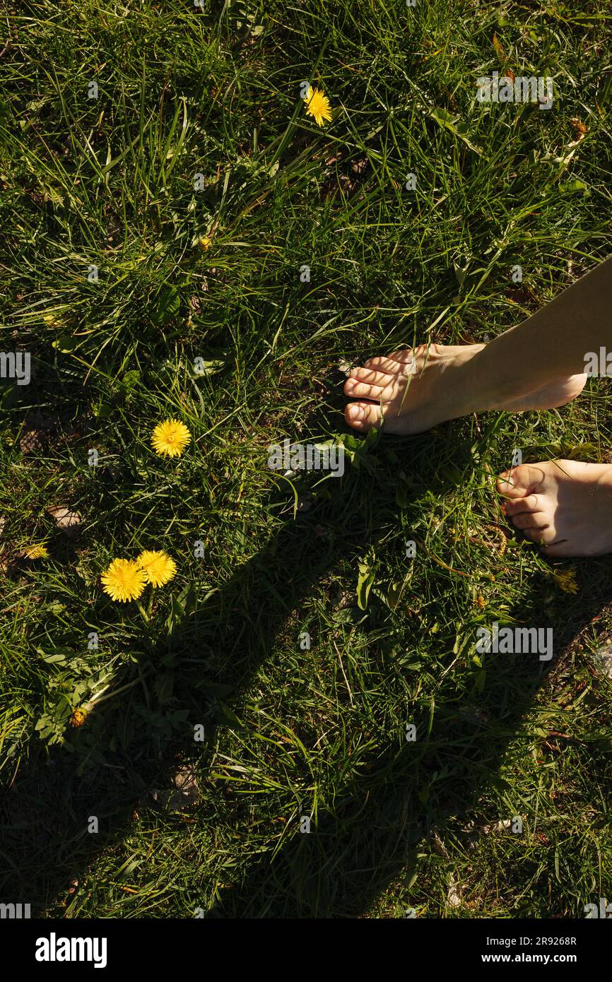 Barefoot woman grass hi-res stock photography and images - Alamy
