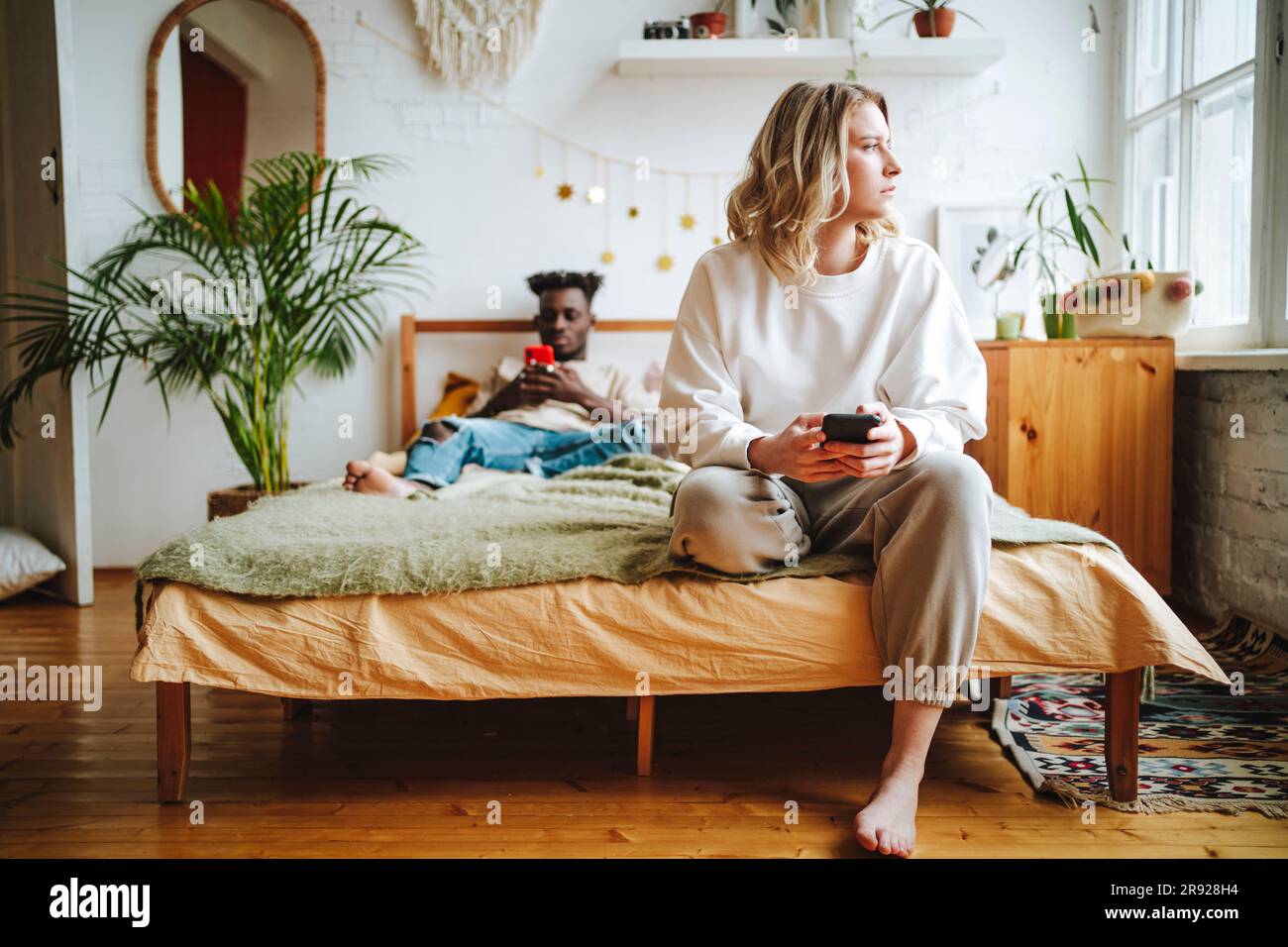 Woman sad man background hi-res stock photography and images - Alamy