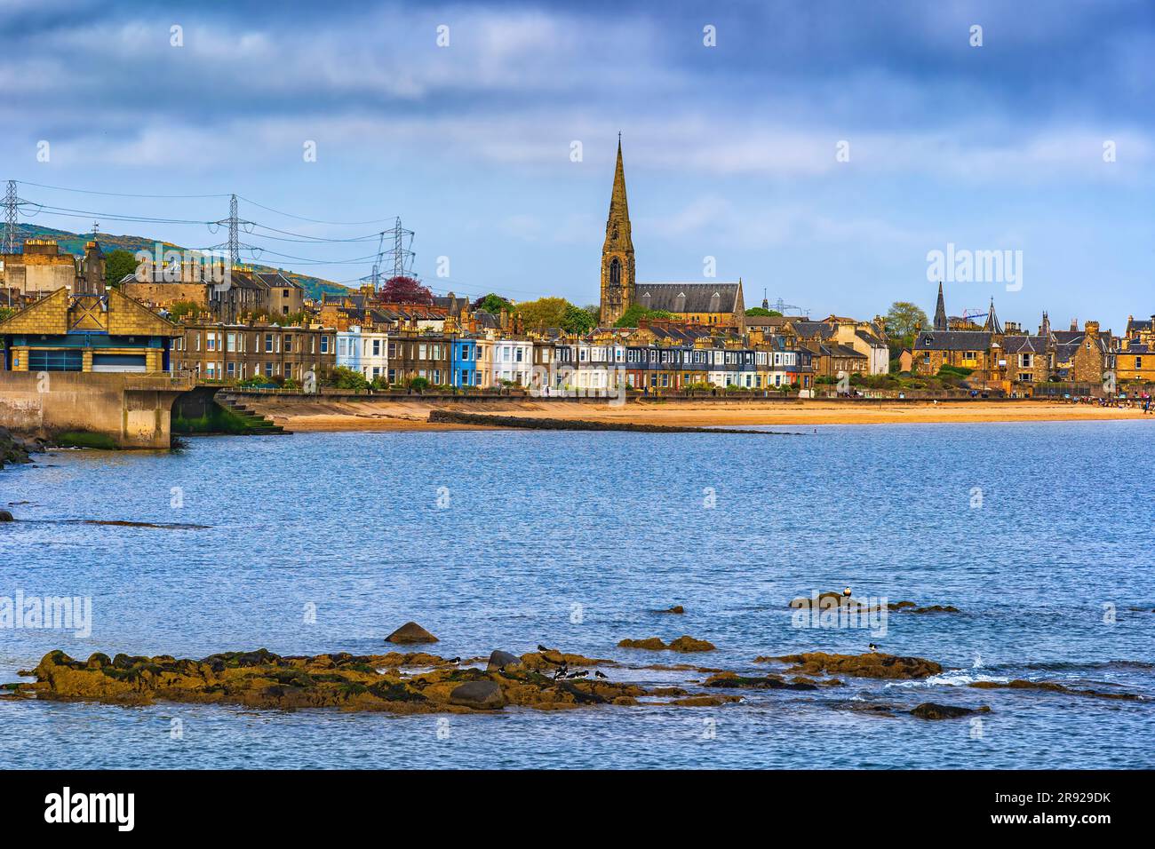 UK, Scotland, Edinburgh, Portobello Beach with houses in background