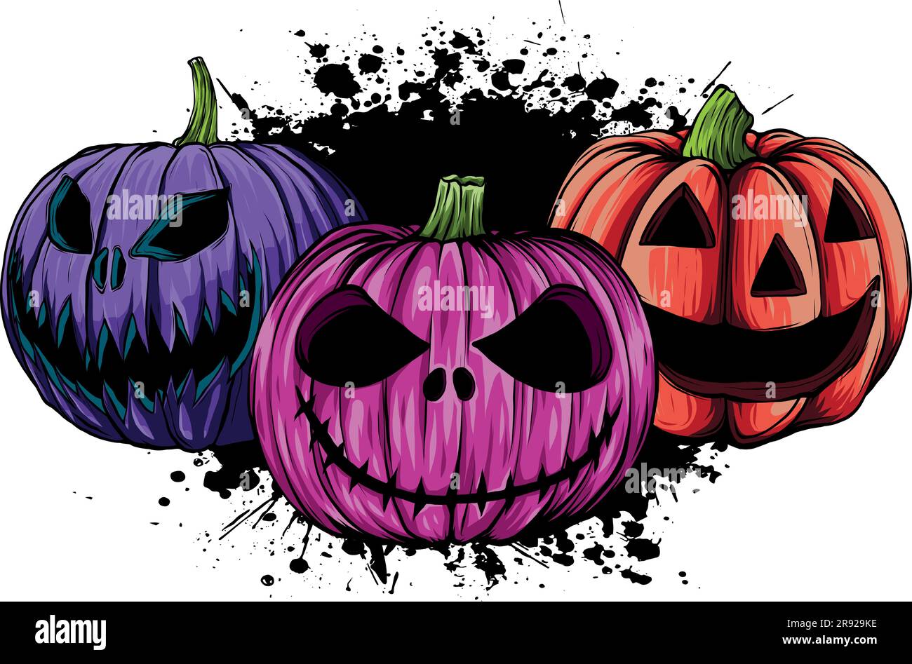vector illustration of pumpkins for Halloween on white background Stock ...