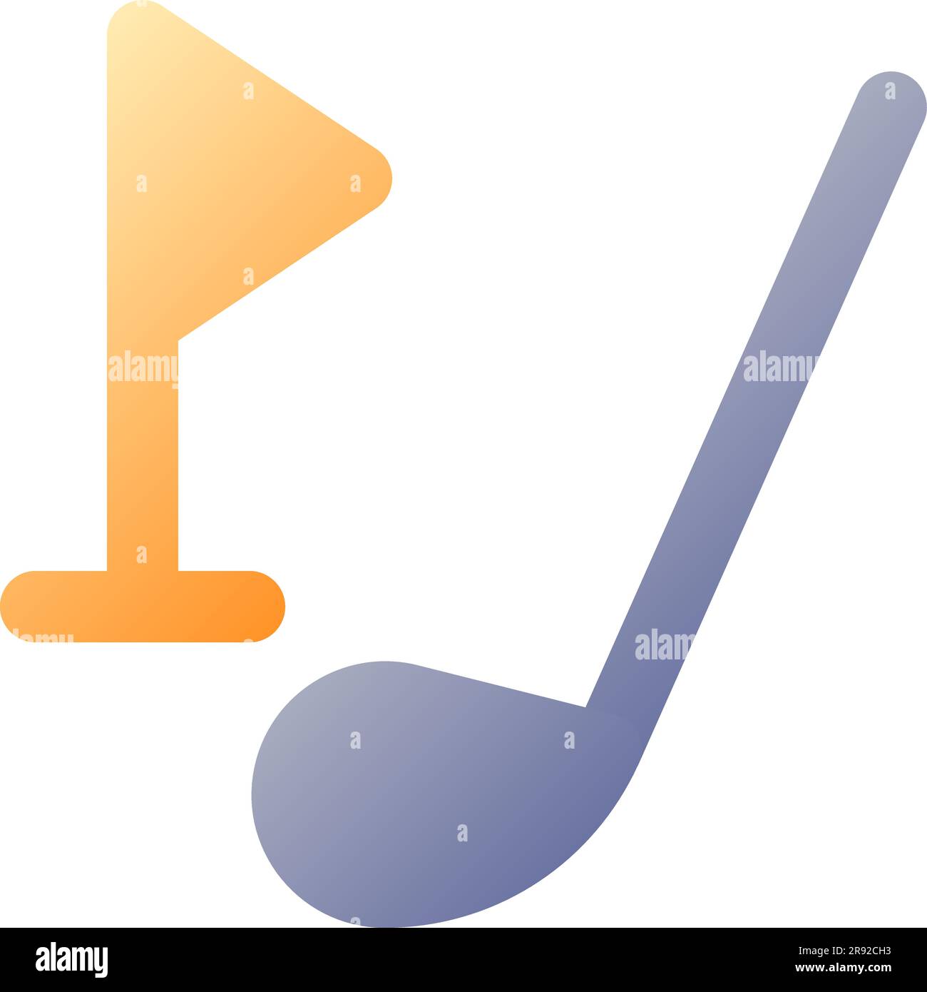 Golf driver and cup tag pixel perfect flat gradient color ui icon Stock Vector