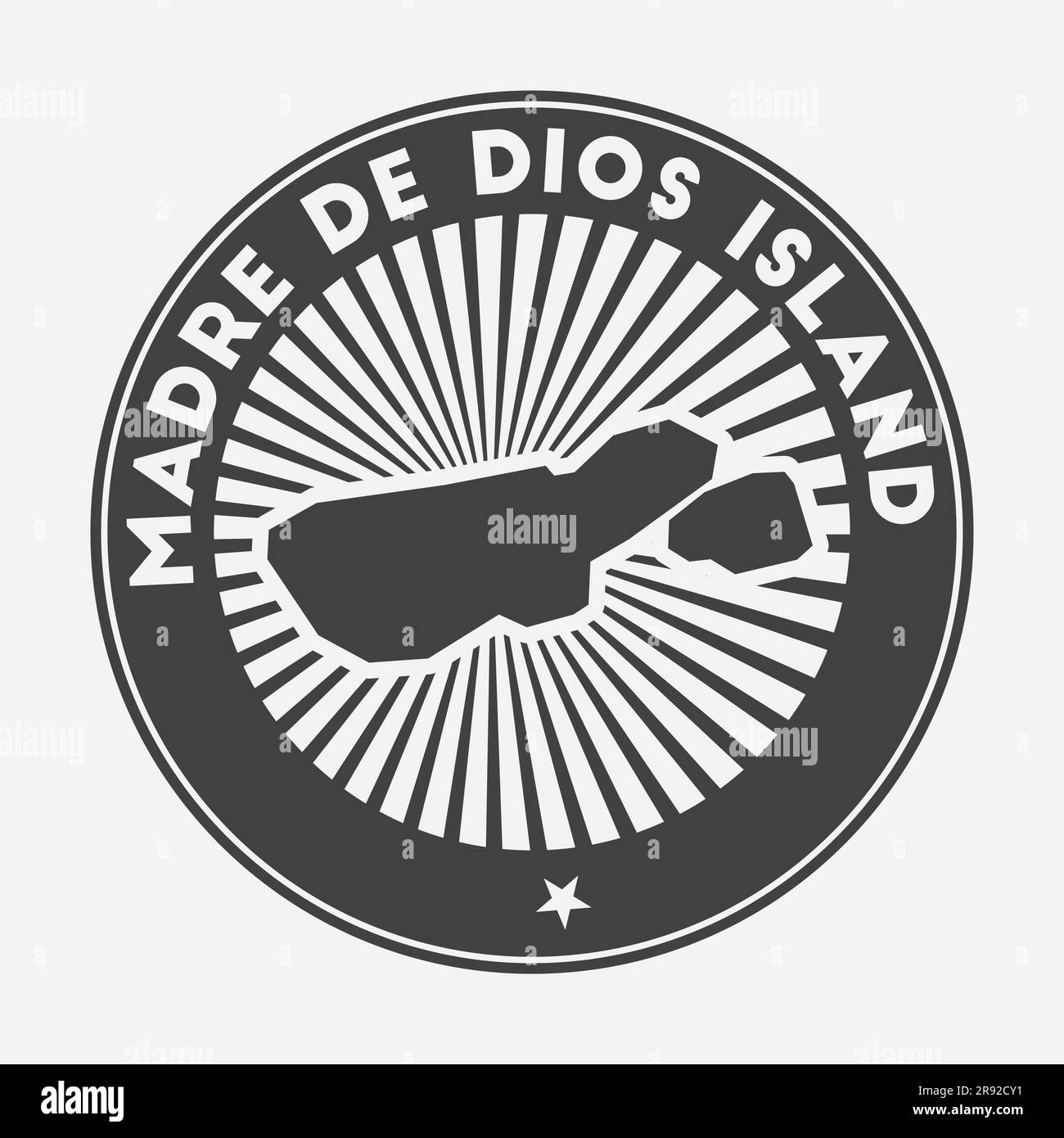 Madre de Dios Island round logo. Vintage travel badge with the circular name and map of island, vector illustration. Stock Vector