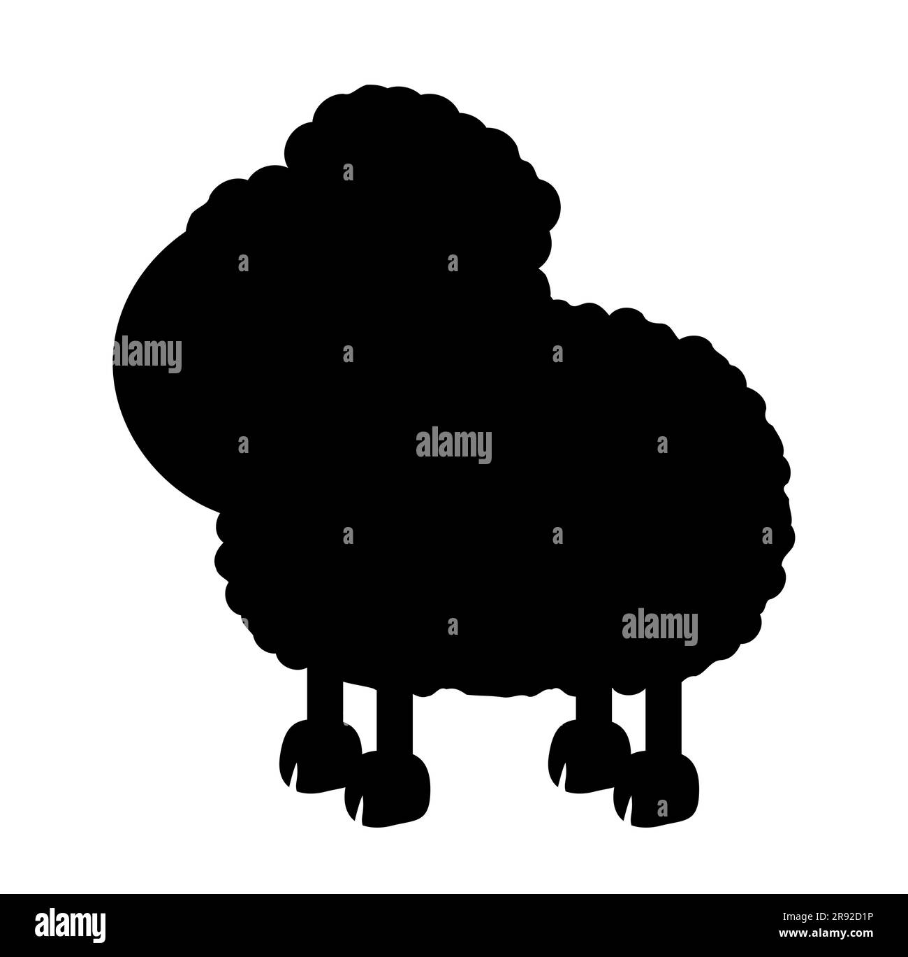Black silhouette of a cute cartoon Sheep in a cloud shape. Jumping animal, baby lamb character, vector isolated on white background Stock Vector