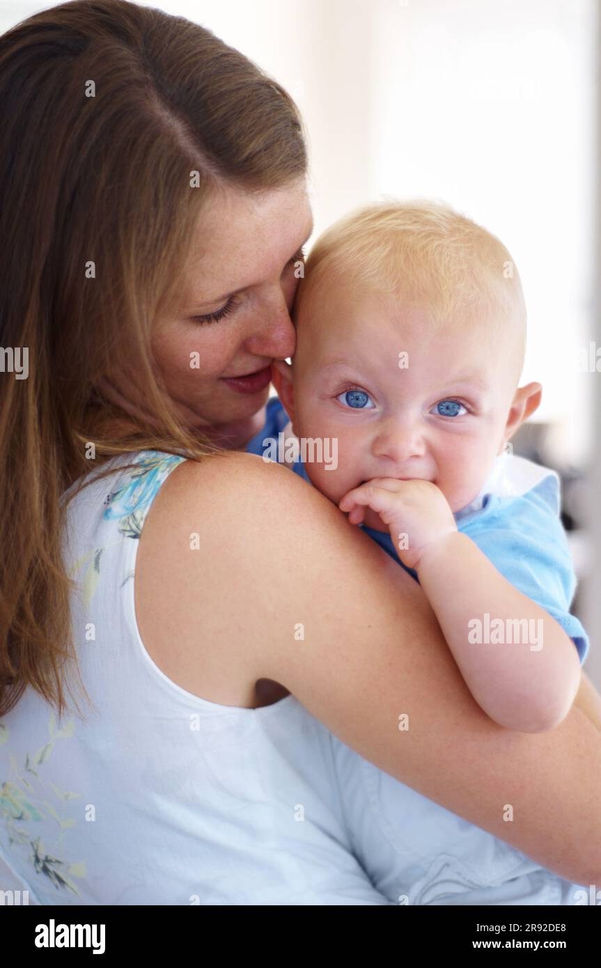 Woman hug baby, bonding and love with growth, development and early