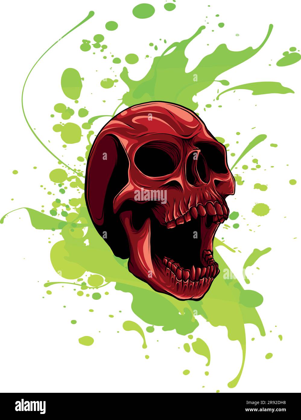 Multi-colored skull. Mixed media. T-shirt print. Vector illustration design Stock Vector