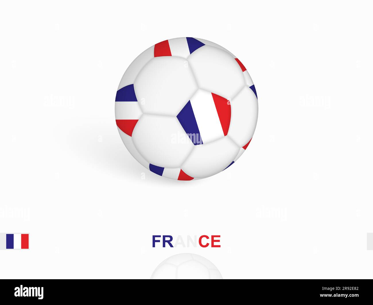 Soccer ball with the France flag, football sport equipment. Vector
