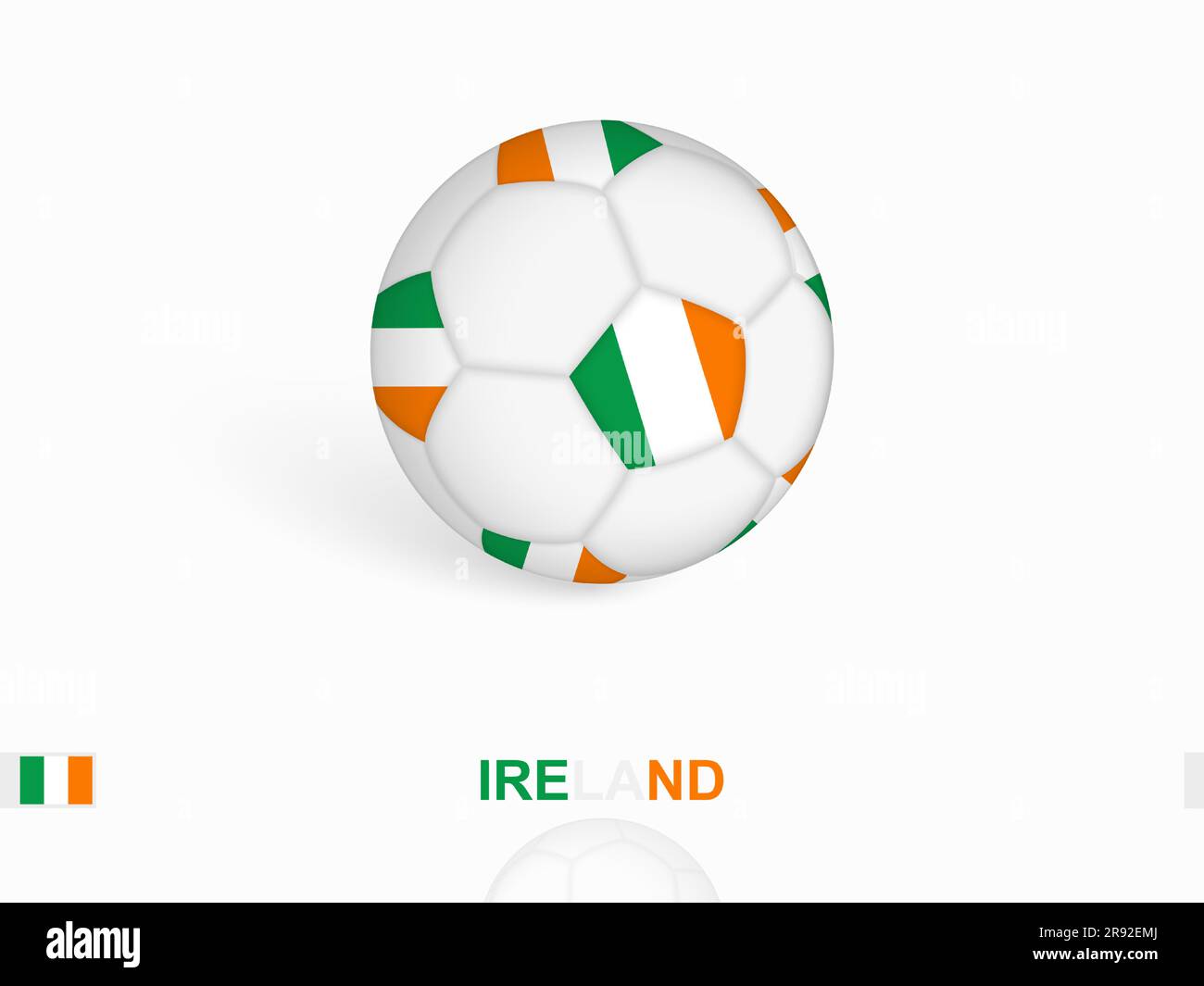 Soccer ball with the Ireland flag, football sport equipment. Vector