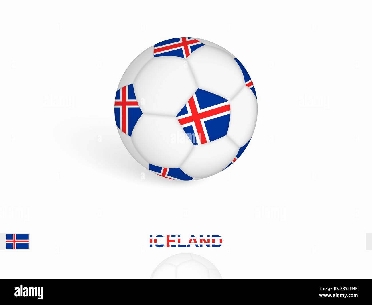 Soccer ball with the Iceland flag, football sport equipment. Vector illustration. Stock Vector