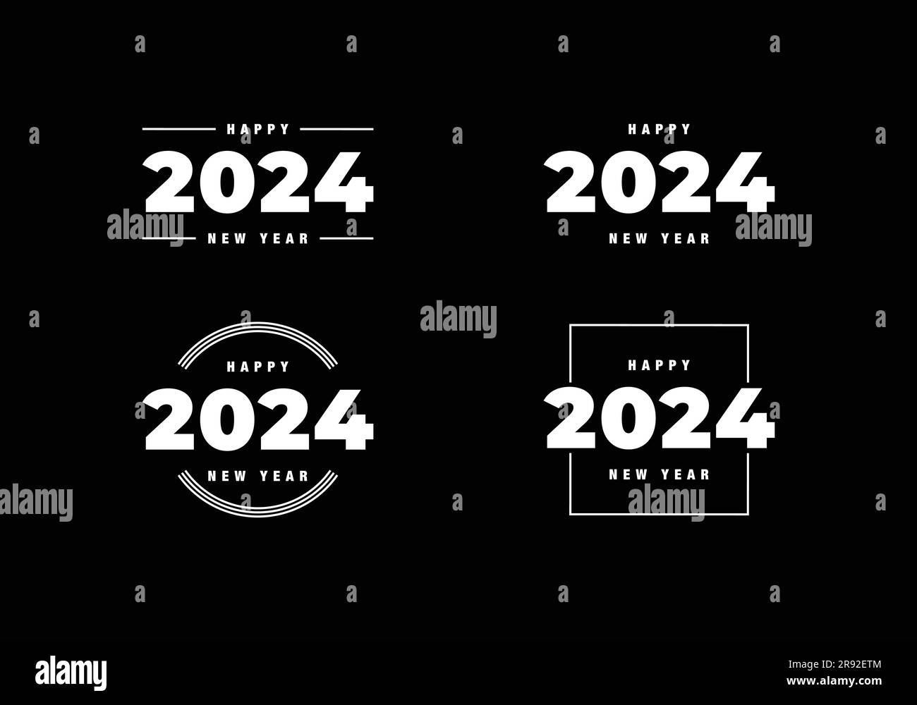 Big Set of 2024 Happy New Year Logo Vector Template Design 2024 New ...
