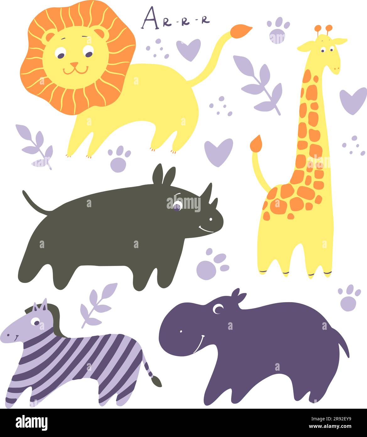 Set of cute animals isolated on white background Stock Vector Image ...