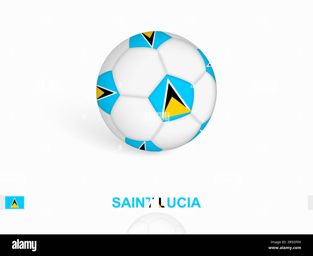 Soccer ball with the Saint Lucia flag, football sport equipment. Vector