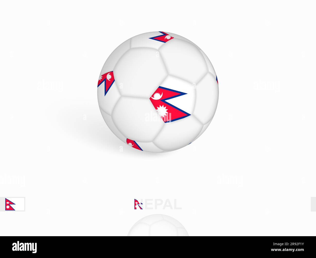 Soccer ball with the Nepal flag, football sport equipment. Vector illustration Stock Vector