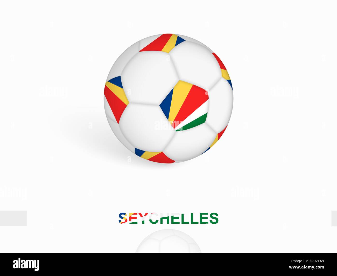 Soccer ball with the Seychelles flag, football sport equipment. Vector