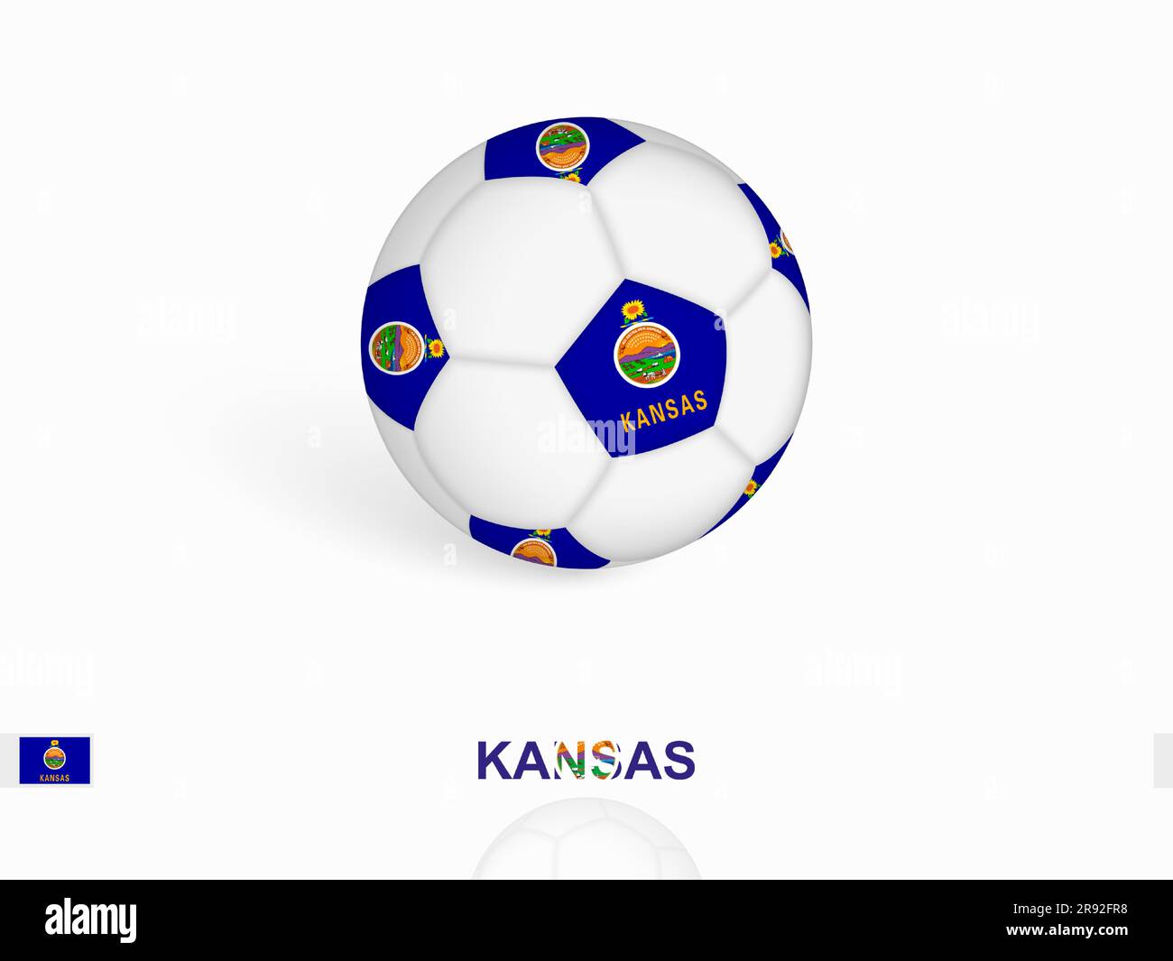 Soccer ball with the Kansas flag, football sport equipment. Vector
