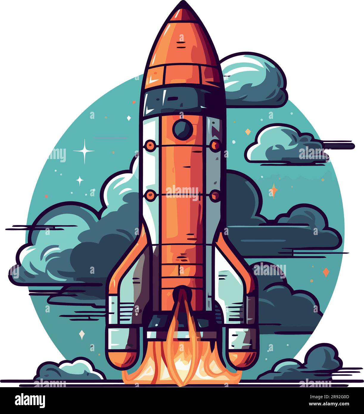 Flying spaceship takes off into galaxy Stock Vector Image & Art - Alamy