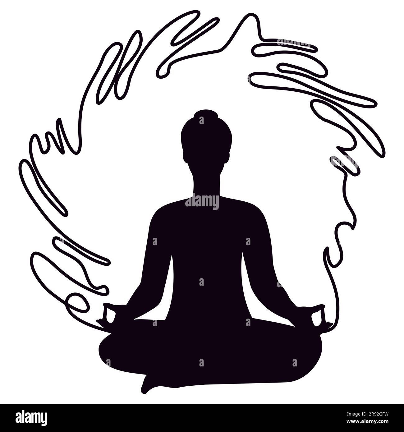 Yoga in silhouette Person practicing yoga in lotus meditative pose and ...