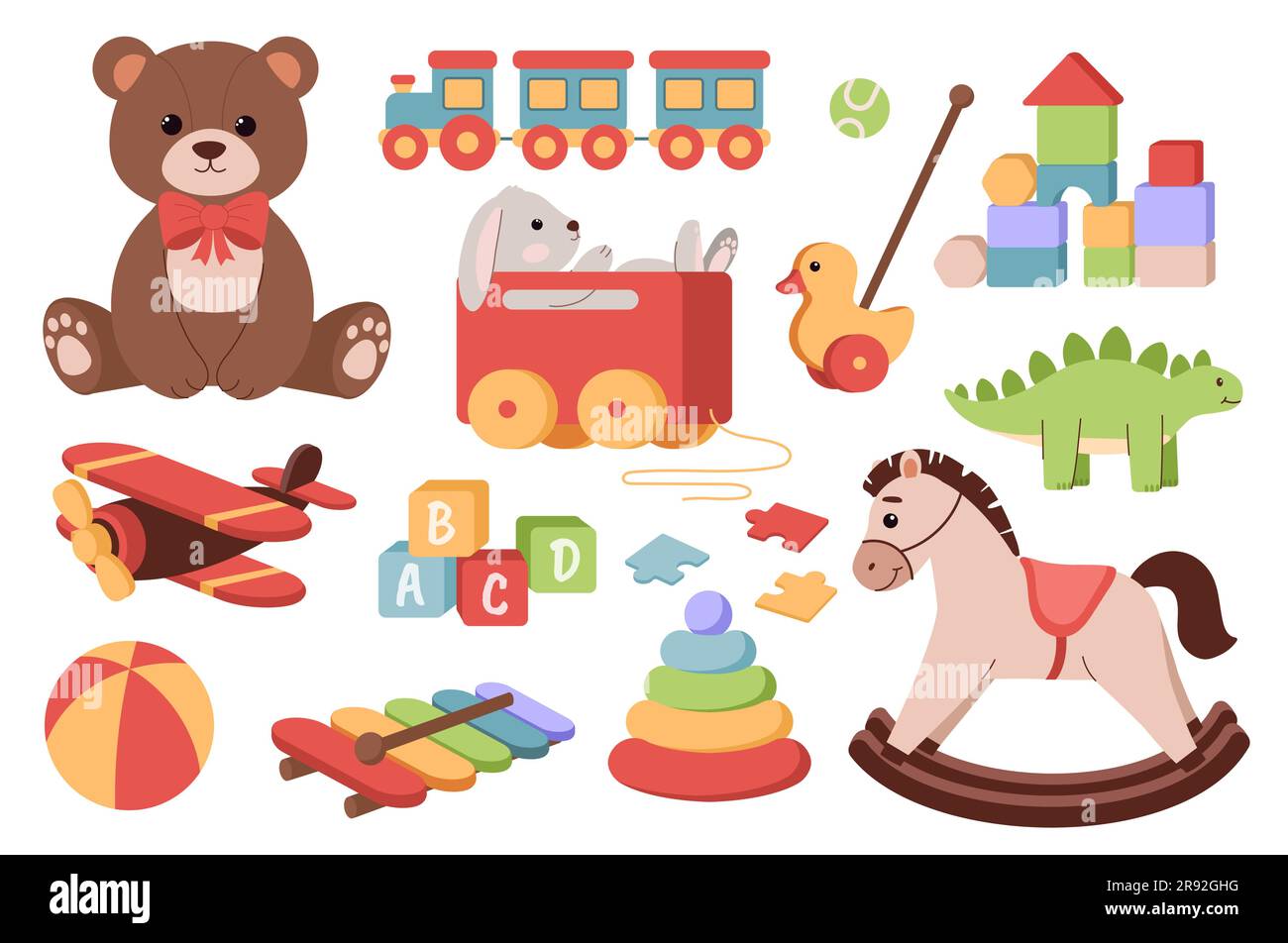 Cute toys for kids set concept Stock Vector