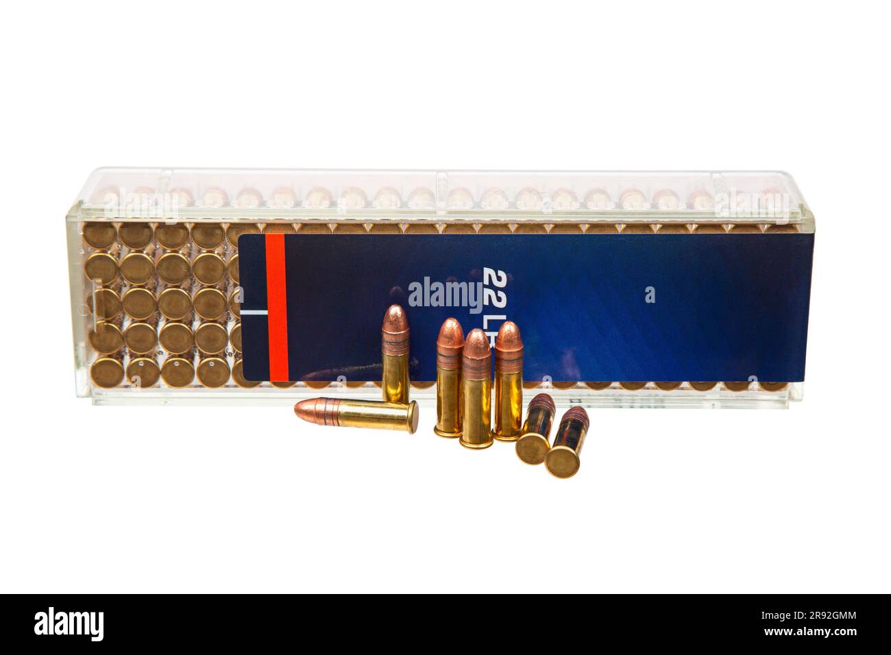 A box of .22lr cartridges. Smallcaliber cartridges for hunting and