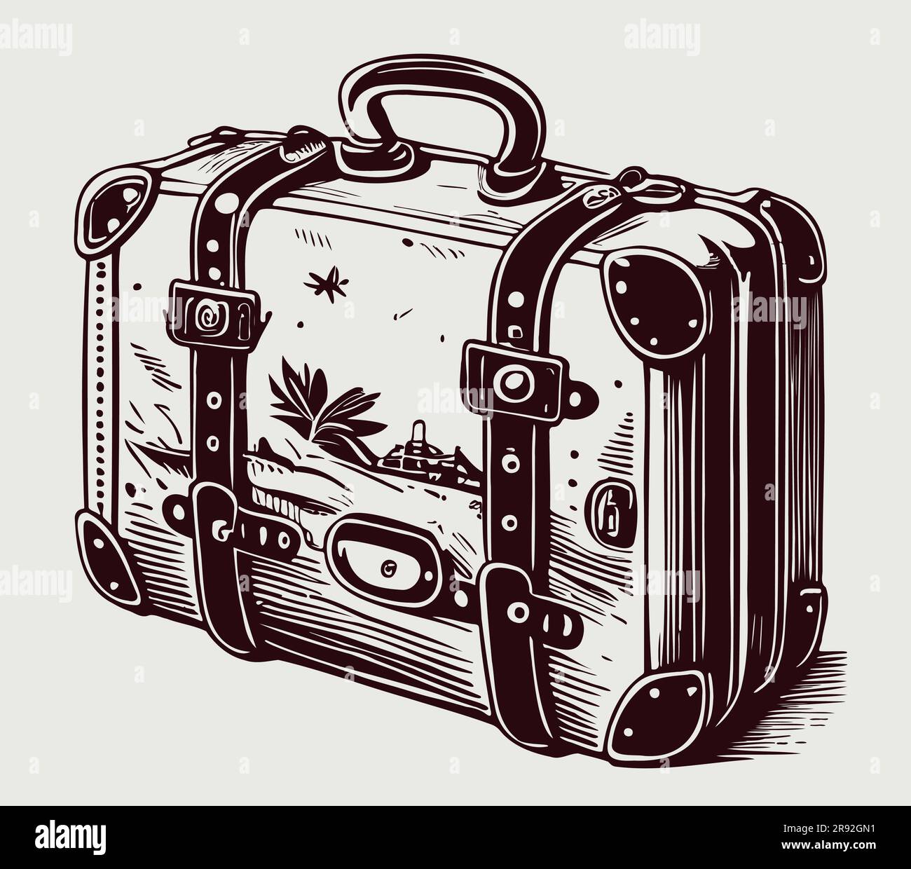 Traveler suitcase vintage sketch hand drawn in doodle style illustration Stock Vector Image Art Alamy