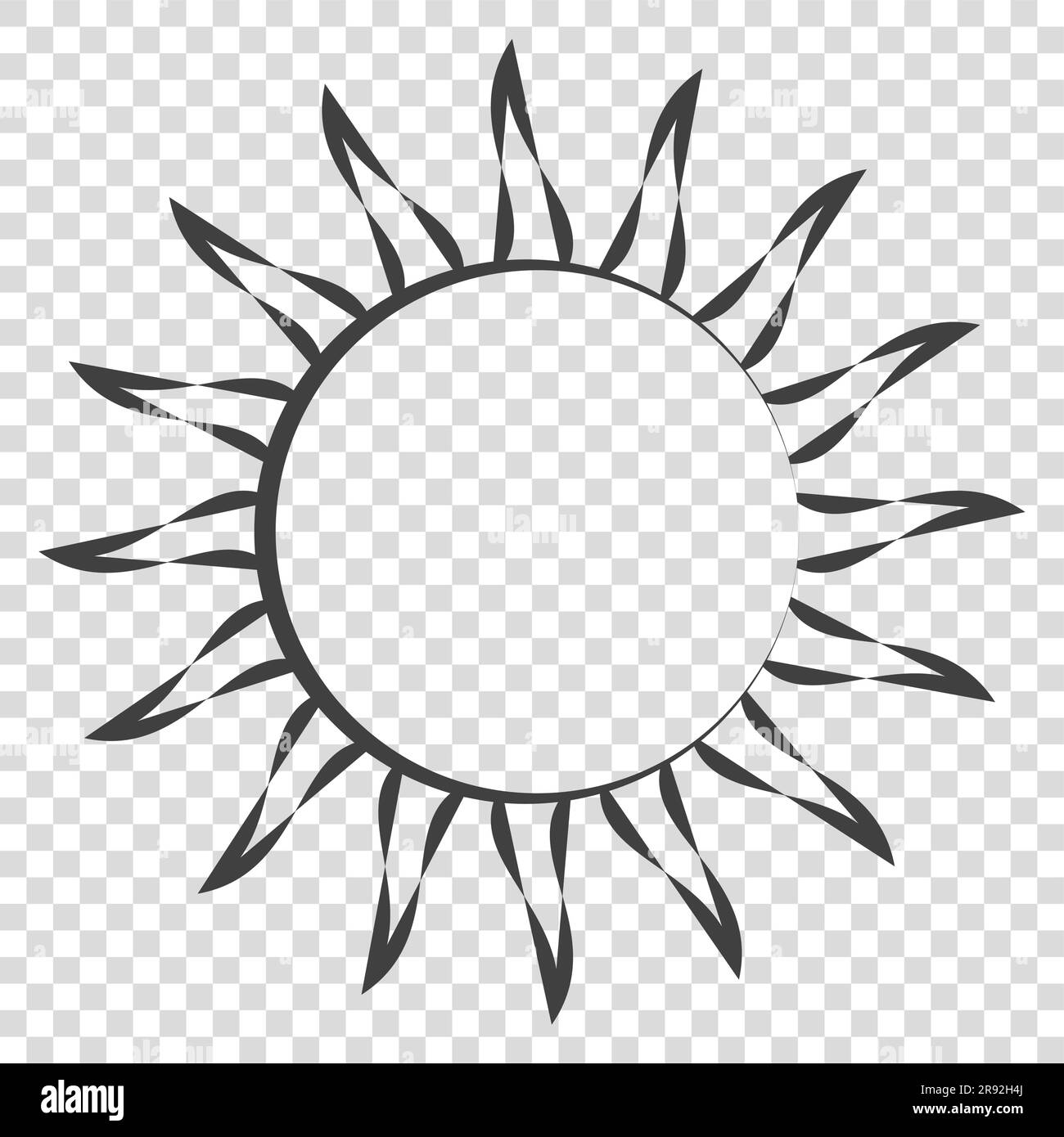 Tribal flaming sun stencil Outline vector illustration Isolated on