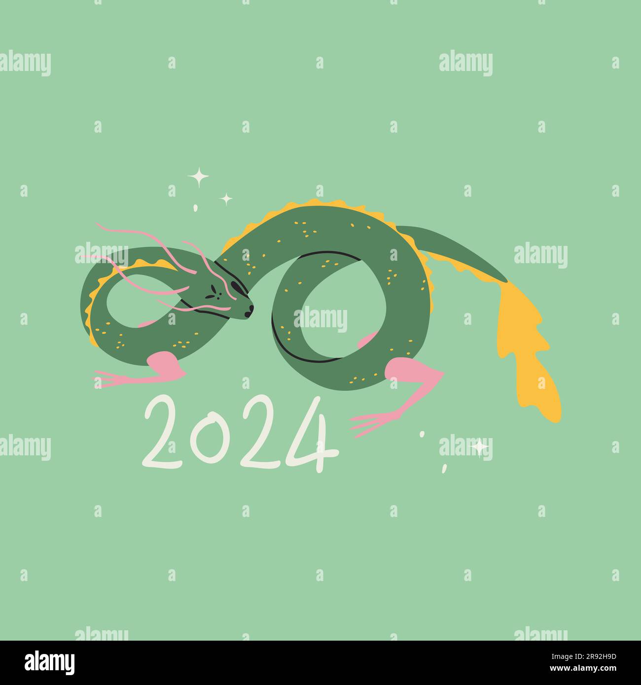 Dragon symbol of 2024. Chinese lunisolar calendar. Vector isolated