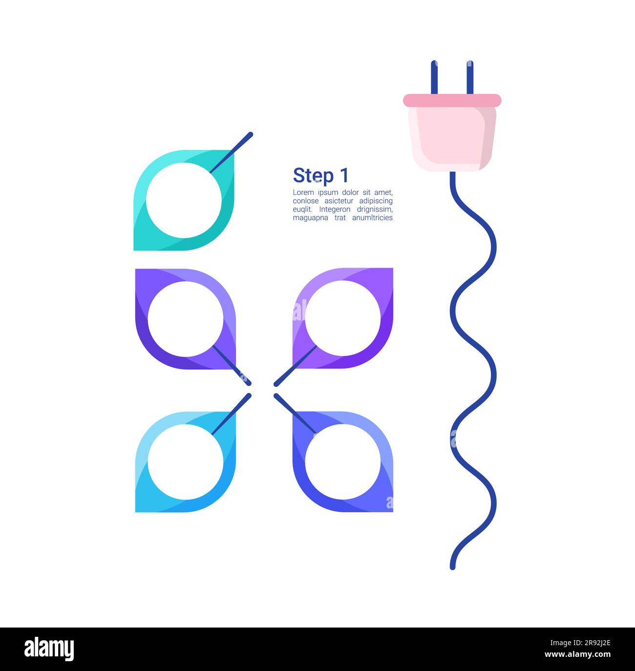 Electrical cord and leaves infographic chart design element set Stock