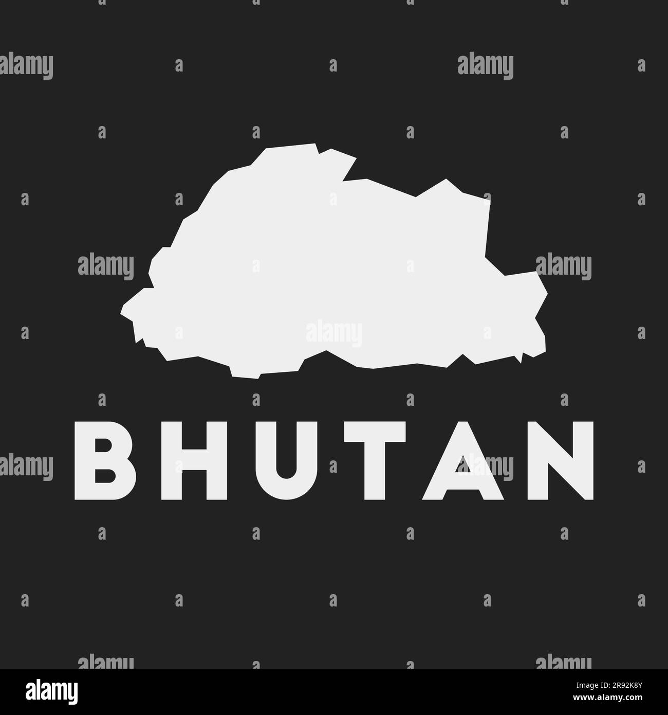 Bhutan icon. Country map on dark background. Stylish Bhutan map with country name. Vector illustration. Stock Vector