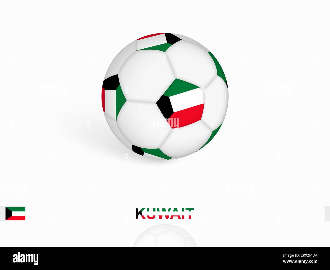 Soccer ball with the Kuwait flag, football sport equipment. Vector illustration Stock Vector
