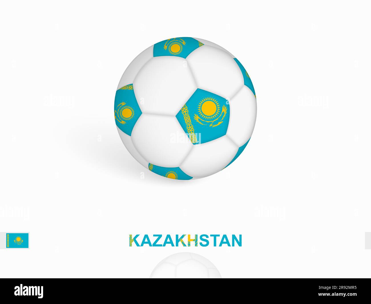 Soccer ball with the Kazakhstan flag, football sport equipment. Vector
