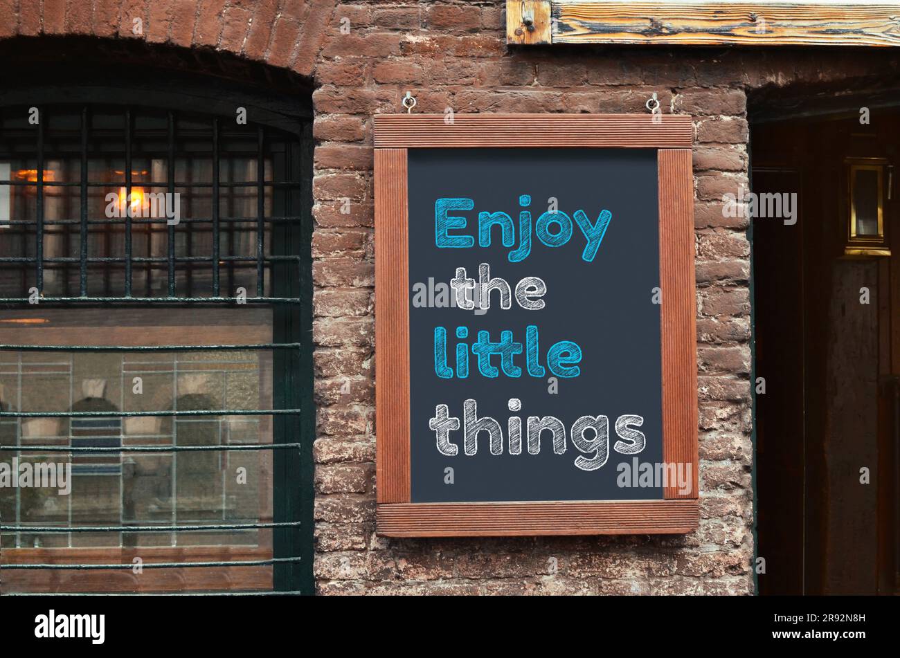 Inspirational vibes. Board with phrase Enjoy Little Things on building ...