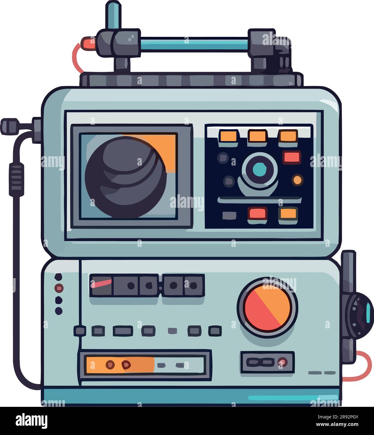 Playing old fashioned audio on vintage speaker Stock Vector