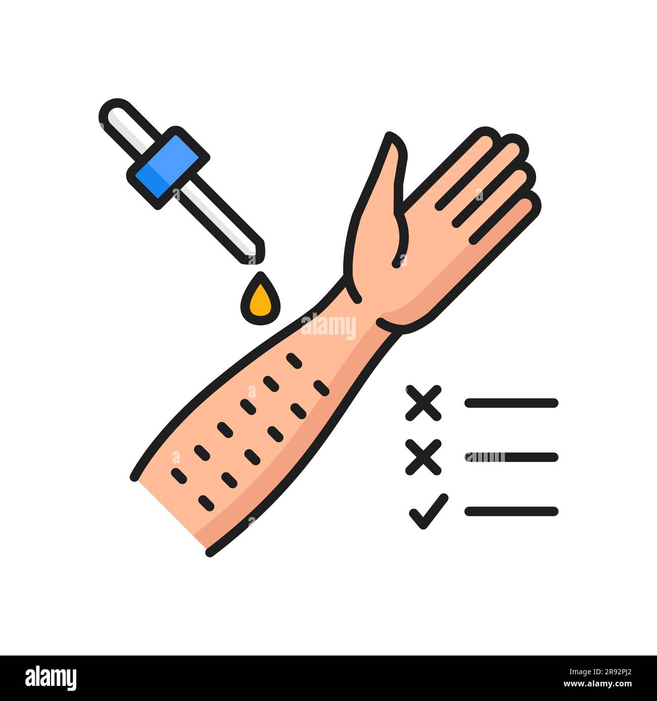 Skin allergy test color line icon. Allergic symptoms examination