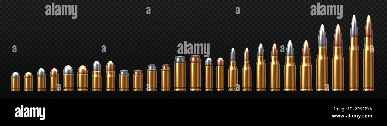 Metal and alloy bullets set Stock Vector