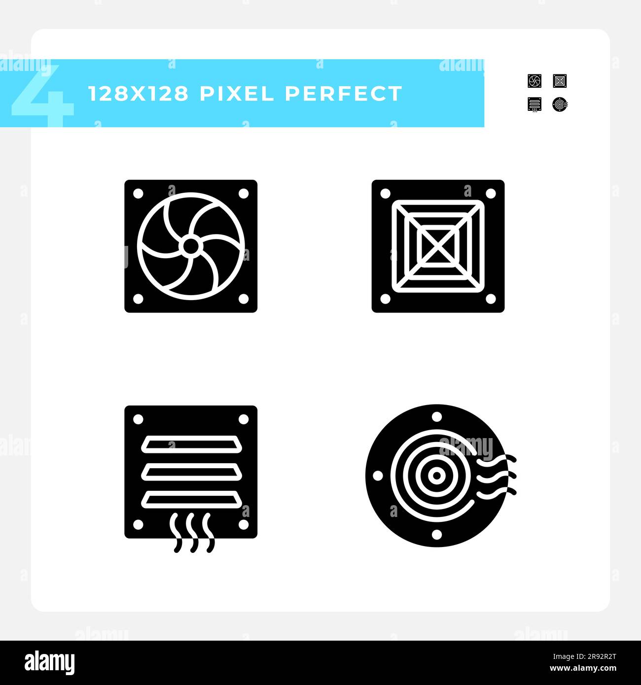 Air system black glyph icons set on white space Stock Vector