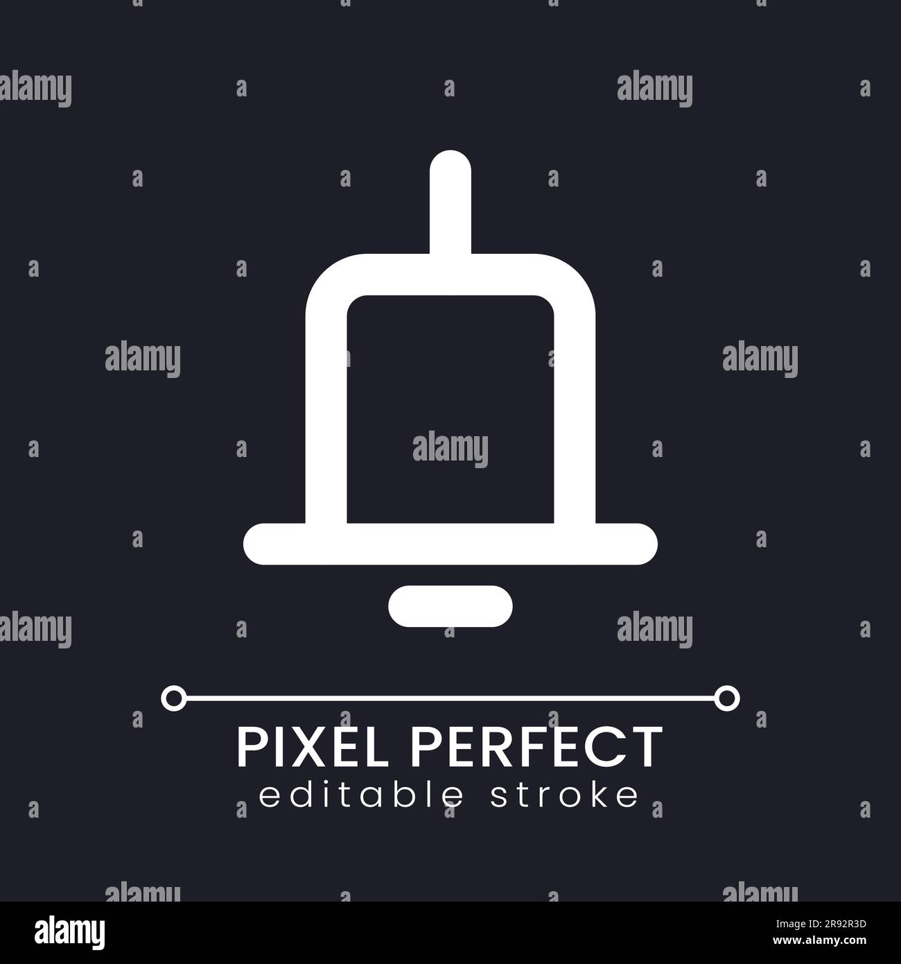 Notification pixel perfect white linear ui icon for dark theme Stock Vector