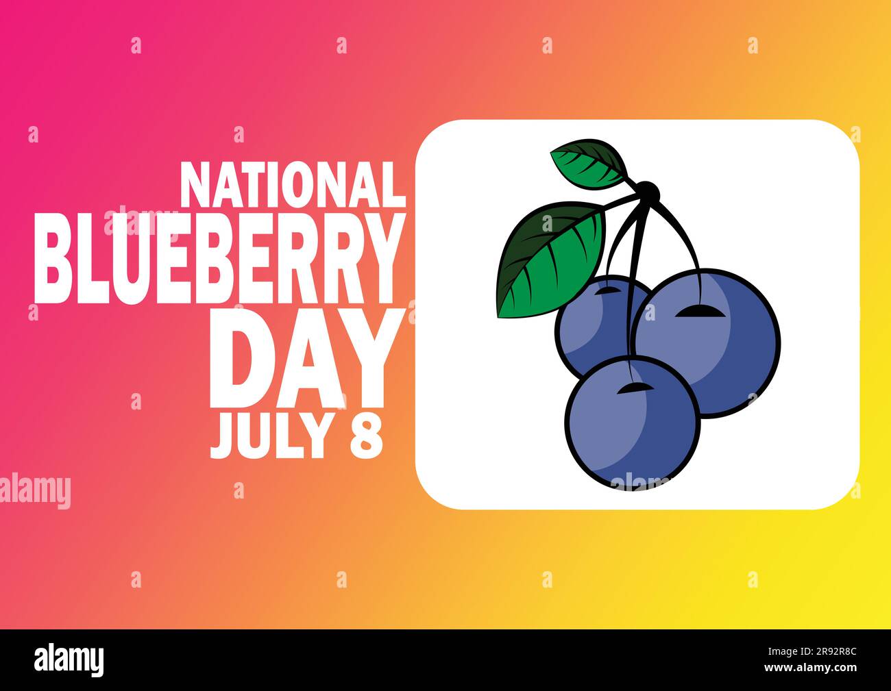 National Blueberry Day. July 8. Holiday concept. Template for background, banner, card, poster with text inscription. Vector illustration Stock Vector