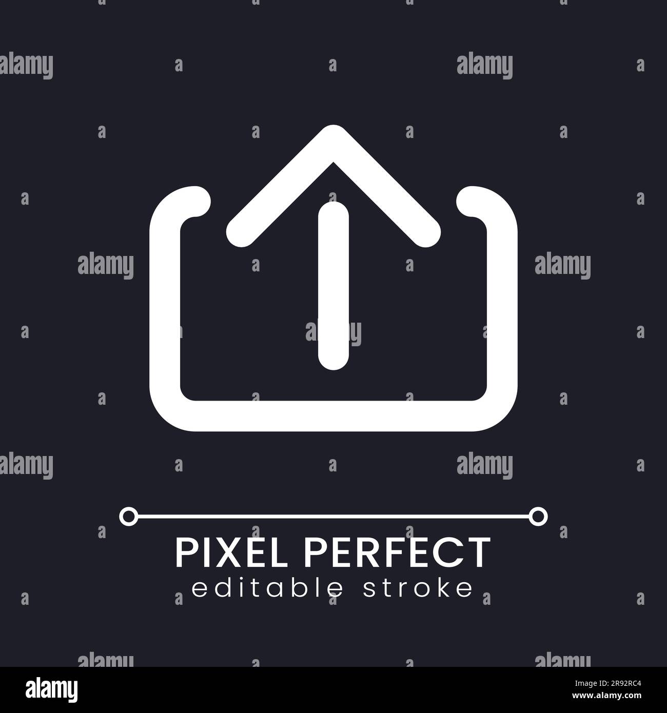 Upload pixel perfect white linear ui icon for dark theme Stock Vector