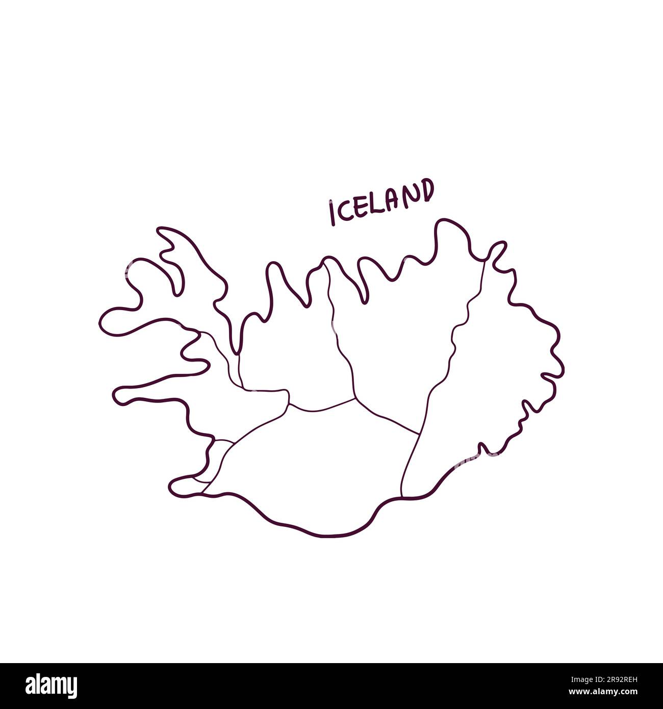 Hand Drawn Doodle Map Of Iceland. Vector Illustration Stock Vector