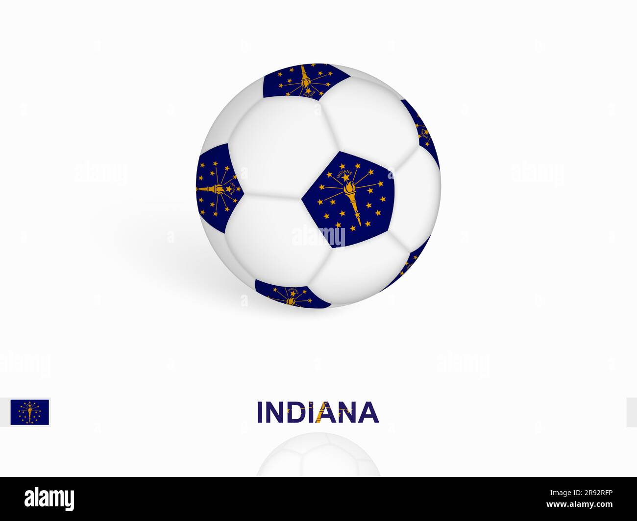 Indiana Ball Soccer ball with the Indiana flag, football sport equipment. Vector ...