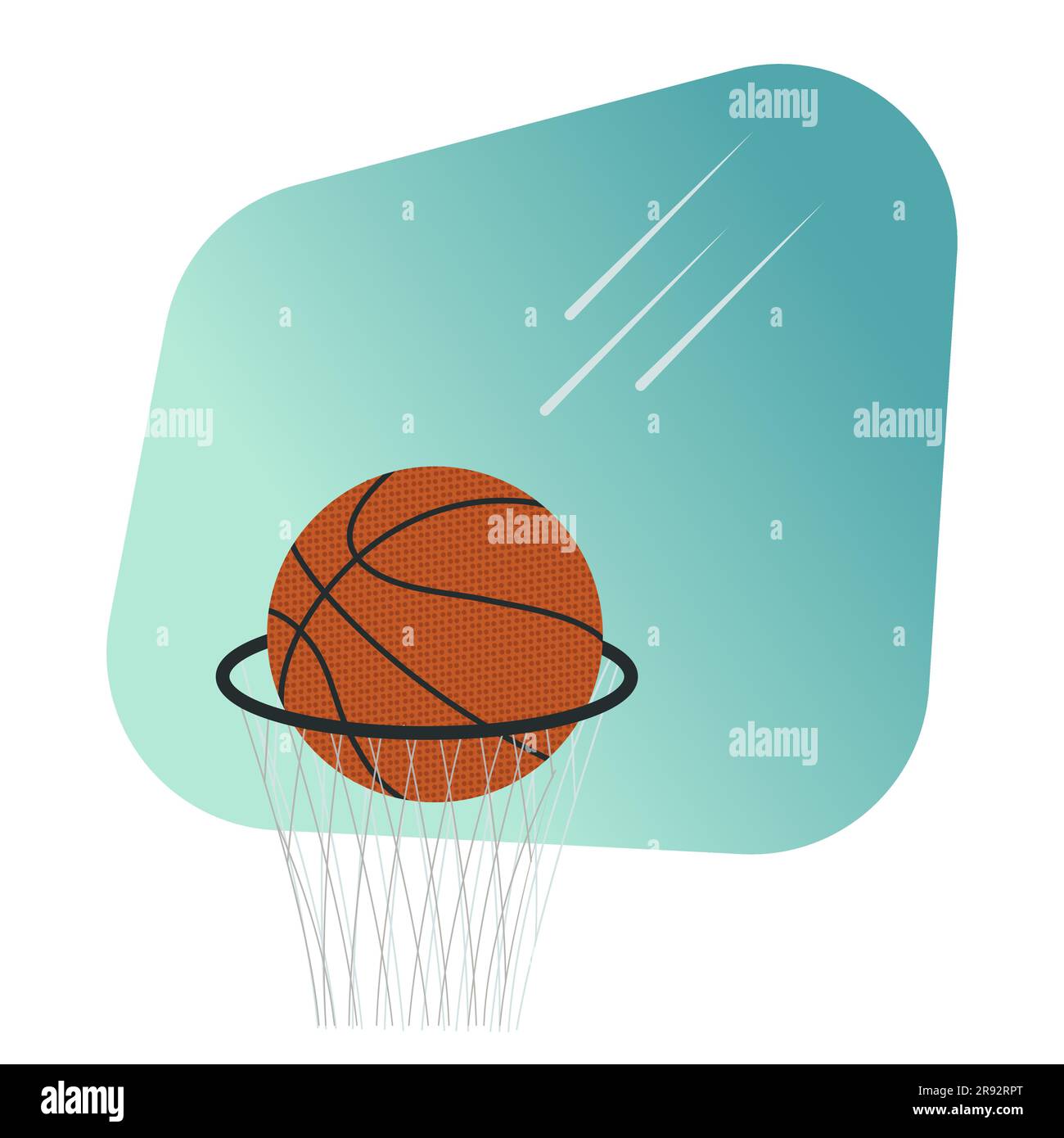Basketball basket and ball Sports equipment Vector illustration Isolated on white background Stock Vector