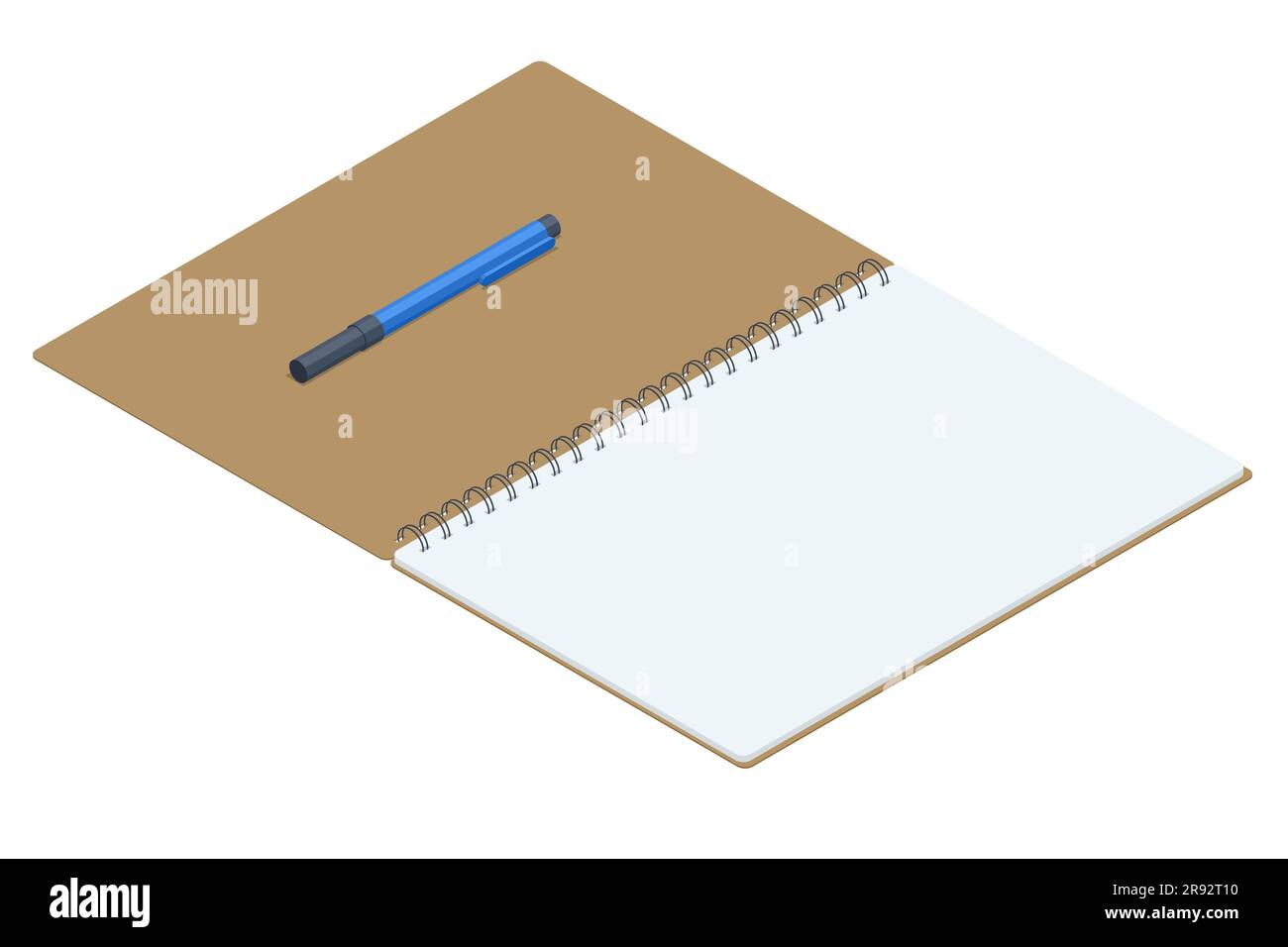 Isometric Notebook and pen isolated on white background Stock Vector ...